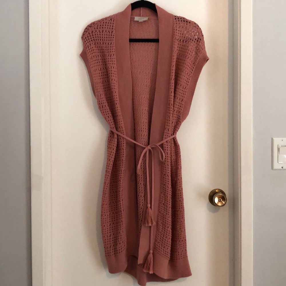 Loft wrap sleeveless sweater - salmon pink - Small